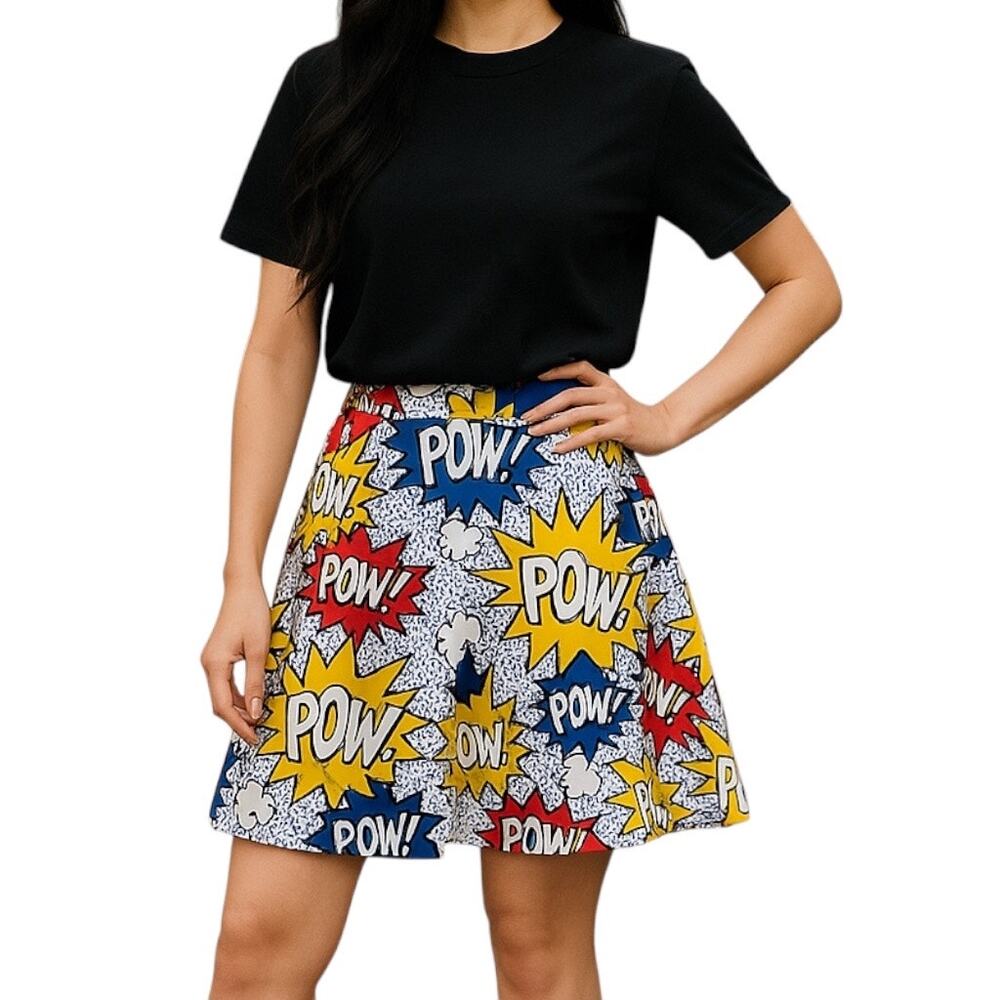 Y2k Comic Pop Art skater skirt